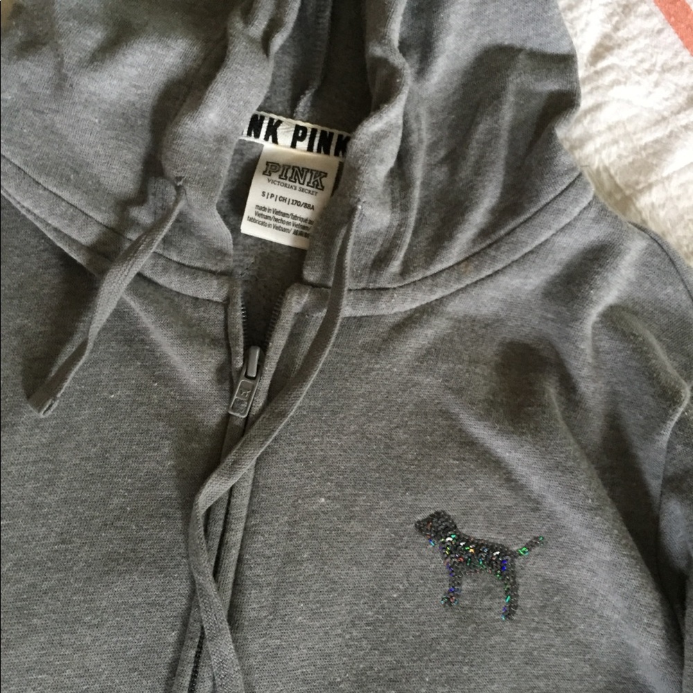 PINK full-zip sequin hoodie, sz s